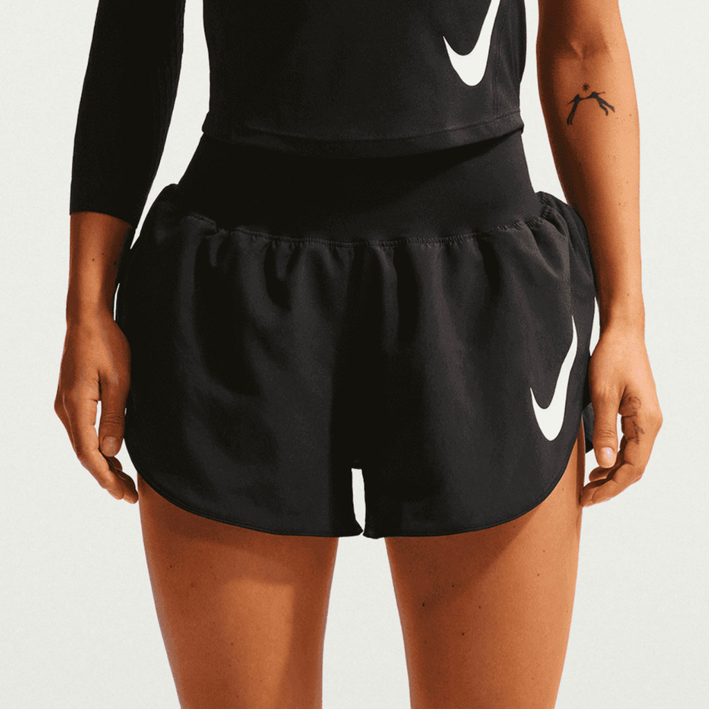 Nike Tempo Flow Swoosh Mid-Rise Brief-Lined Women's Running Shorts - Black