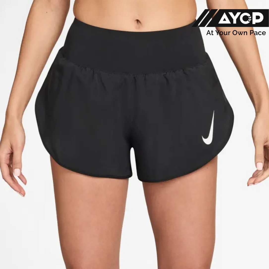 Nike Tempo Flow Swoosh Mid-Rise Brief-Lined Women's Running Shorts - Black