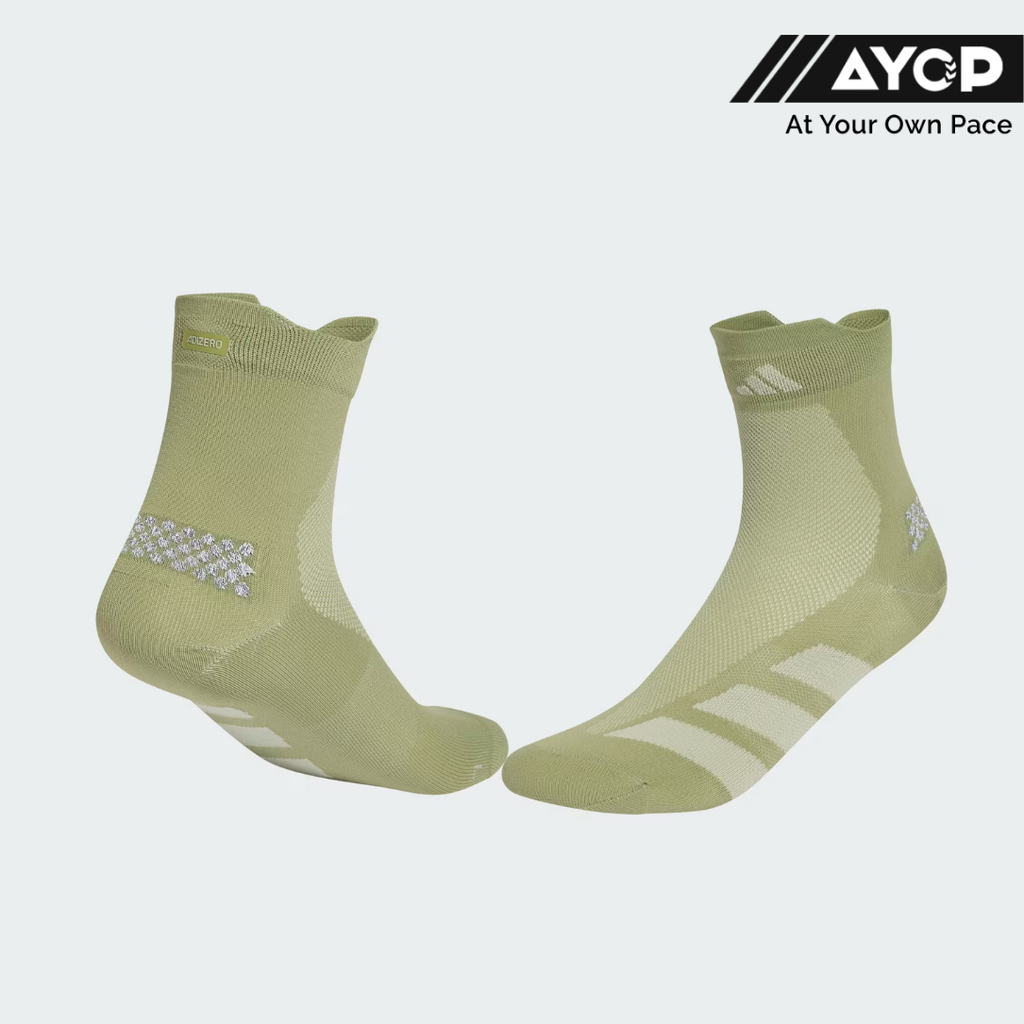 Adidas Adizero Running Quarter Running Socks - Tent Green