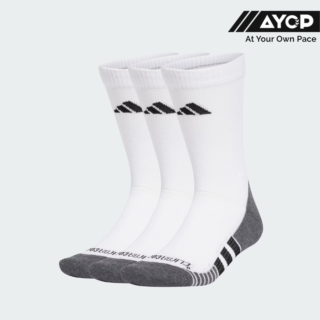 (3 Pairs) Adidas Performances CLIMACOOL Cushioned Crew Socks - White