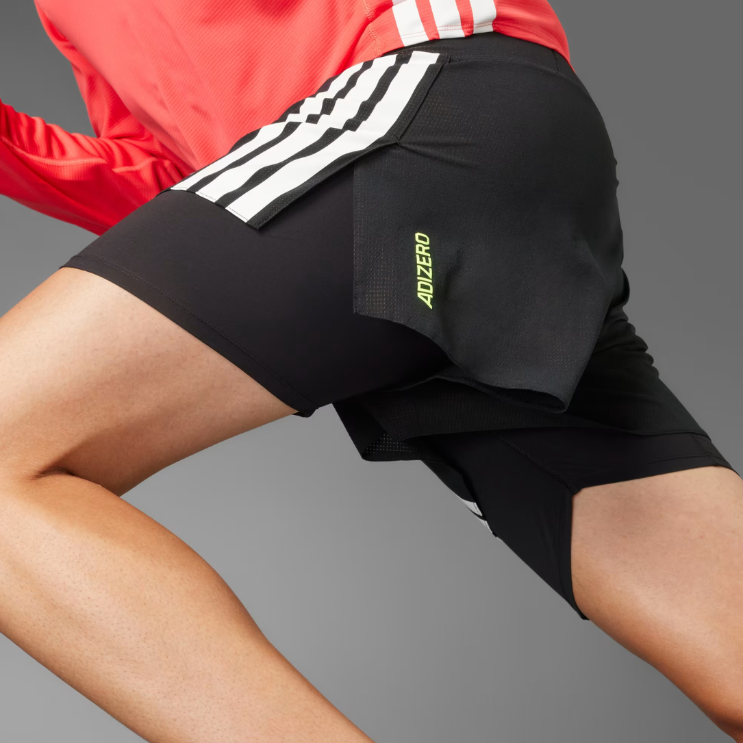 Adidas Adizero 2-in-1 Gel Pocket Men's Running Shorts - Black