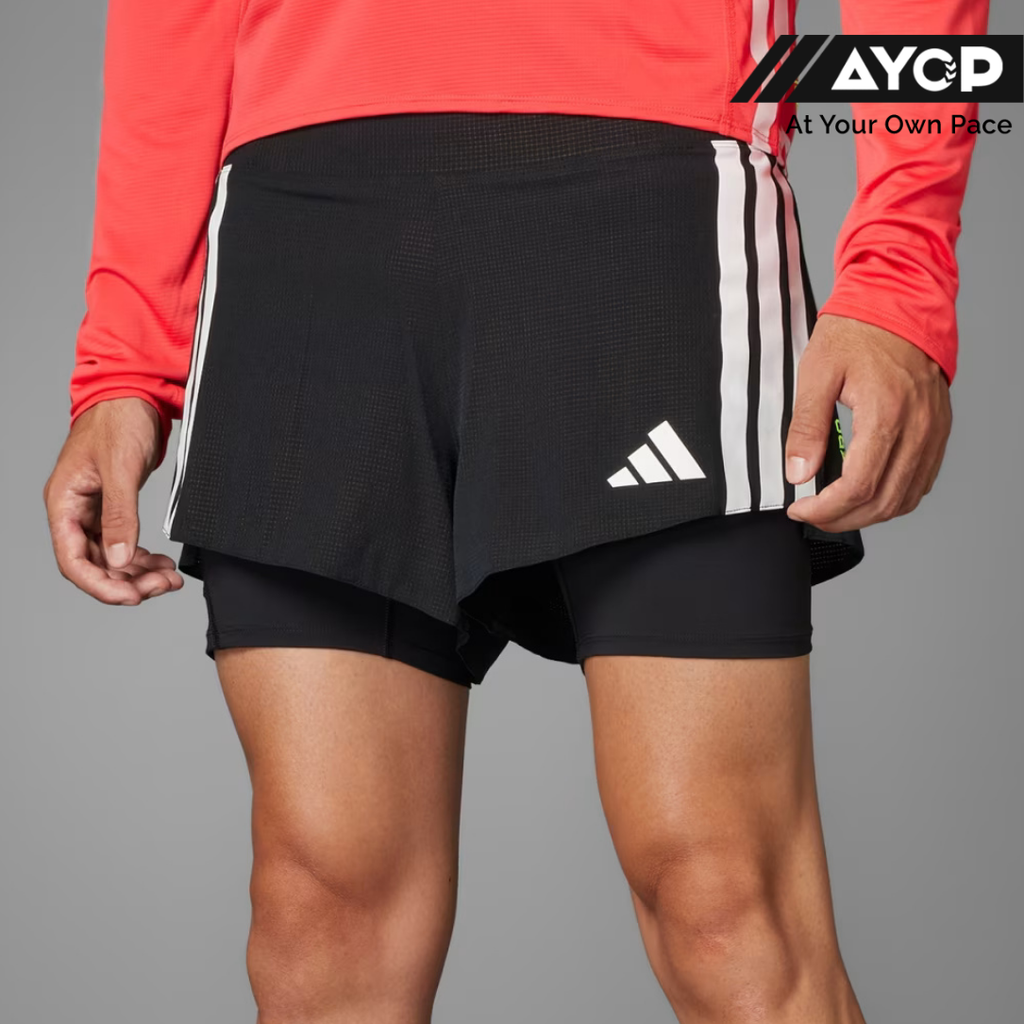 Adidas Adizero 2-in-1 Gel Pocket Men's Running Shorts - Black