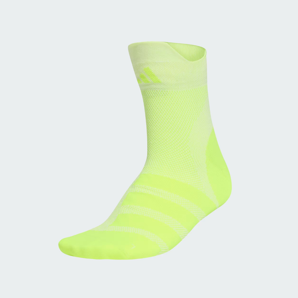 (1 Pair) Adidas RUNxADIZERO Unisex Running Socks - Solar Yellow