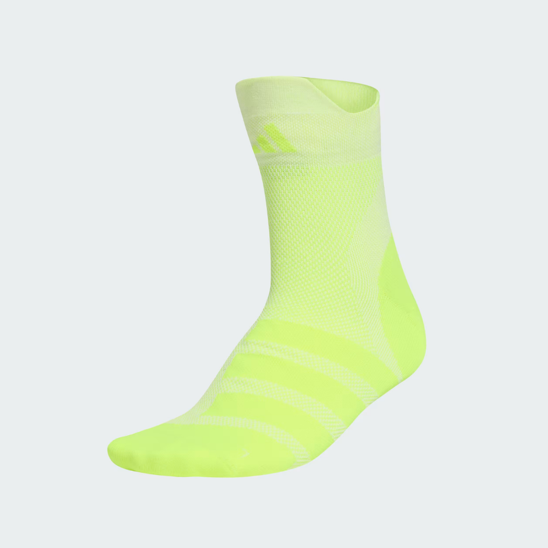(1 Pair) Adidas RUNxADIZERO Unisex Running Socks - Solar Yellow