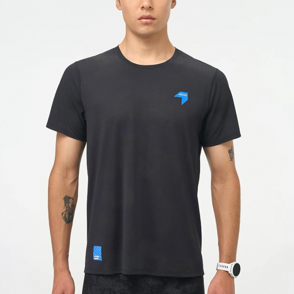 Nedao Qiflow Reflective Print Men’s Running T-Shirt - Black