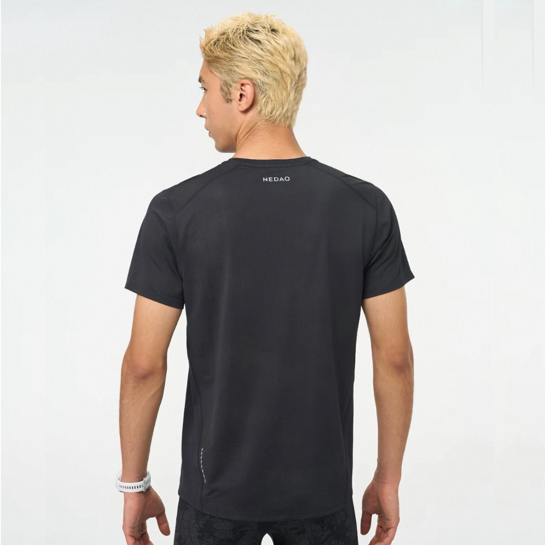 Nedao Qiflow Reflective Print Men’s Running T-Shirt - Black