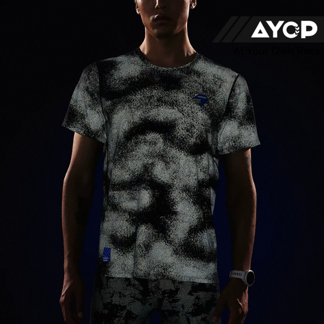 Nedao Qiflow Reflective Print Men’s Running T-Shirt - Black