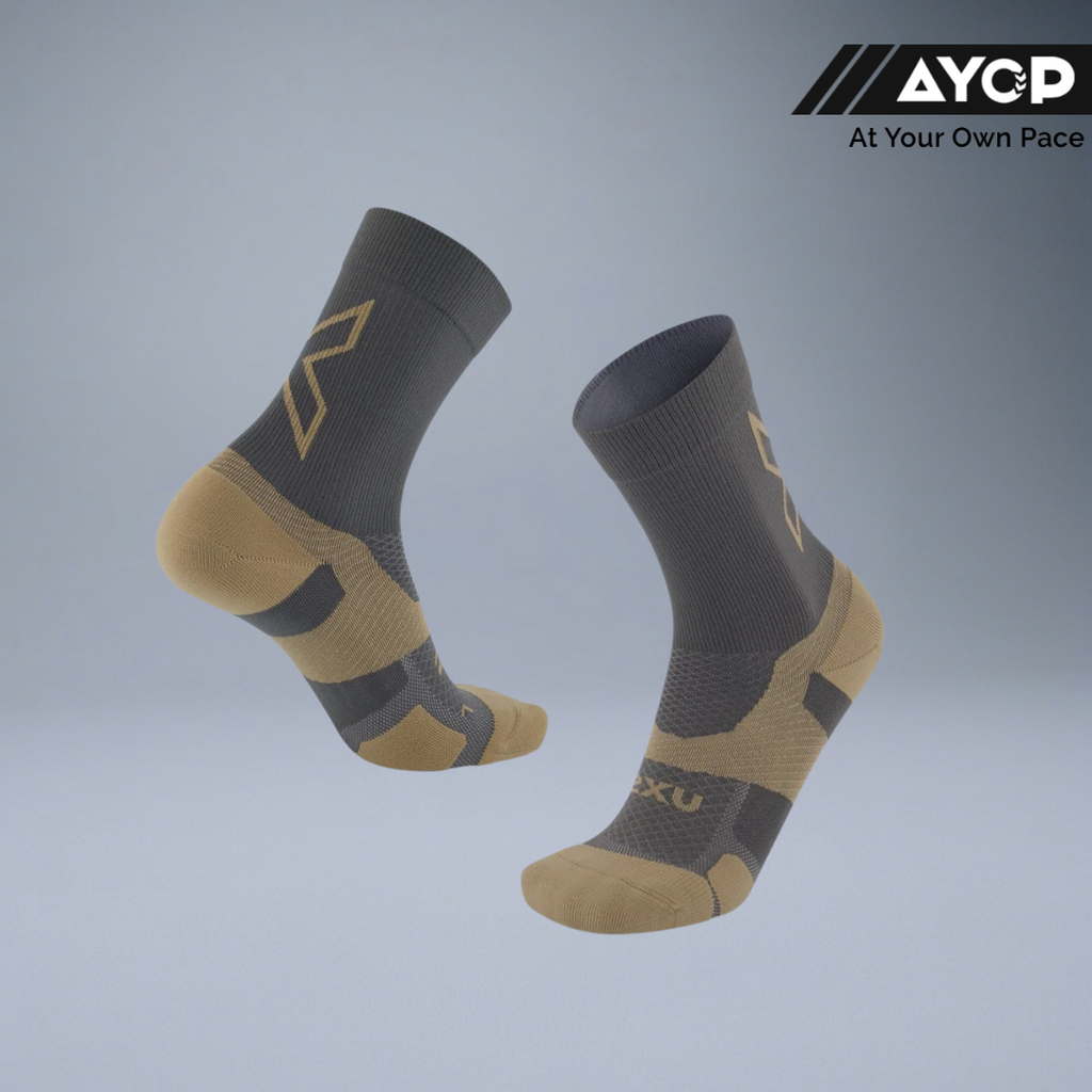 2XU Vectr Light Cushion Crew Socks - Turbulence/Pebble