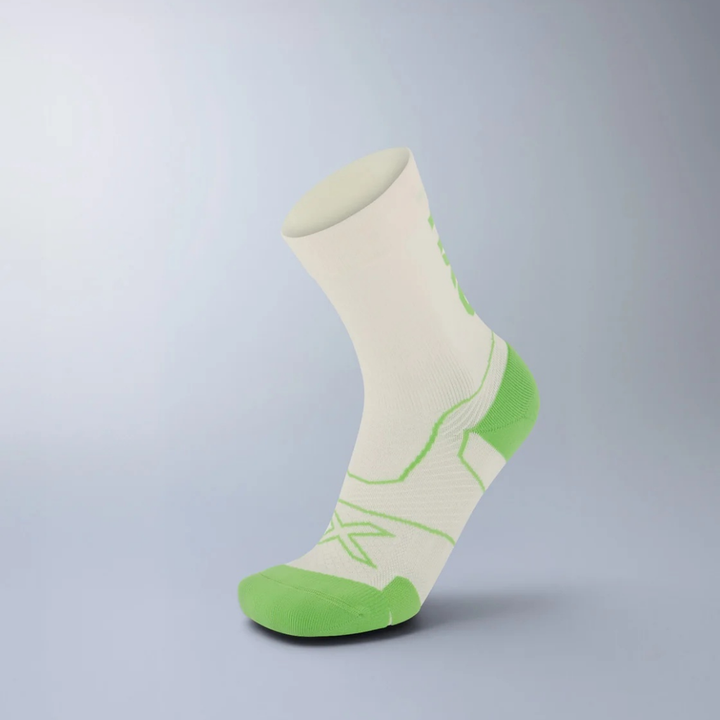 2XU Vectr Cushion Crew Socks - Chalk/Lime Zest