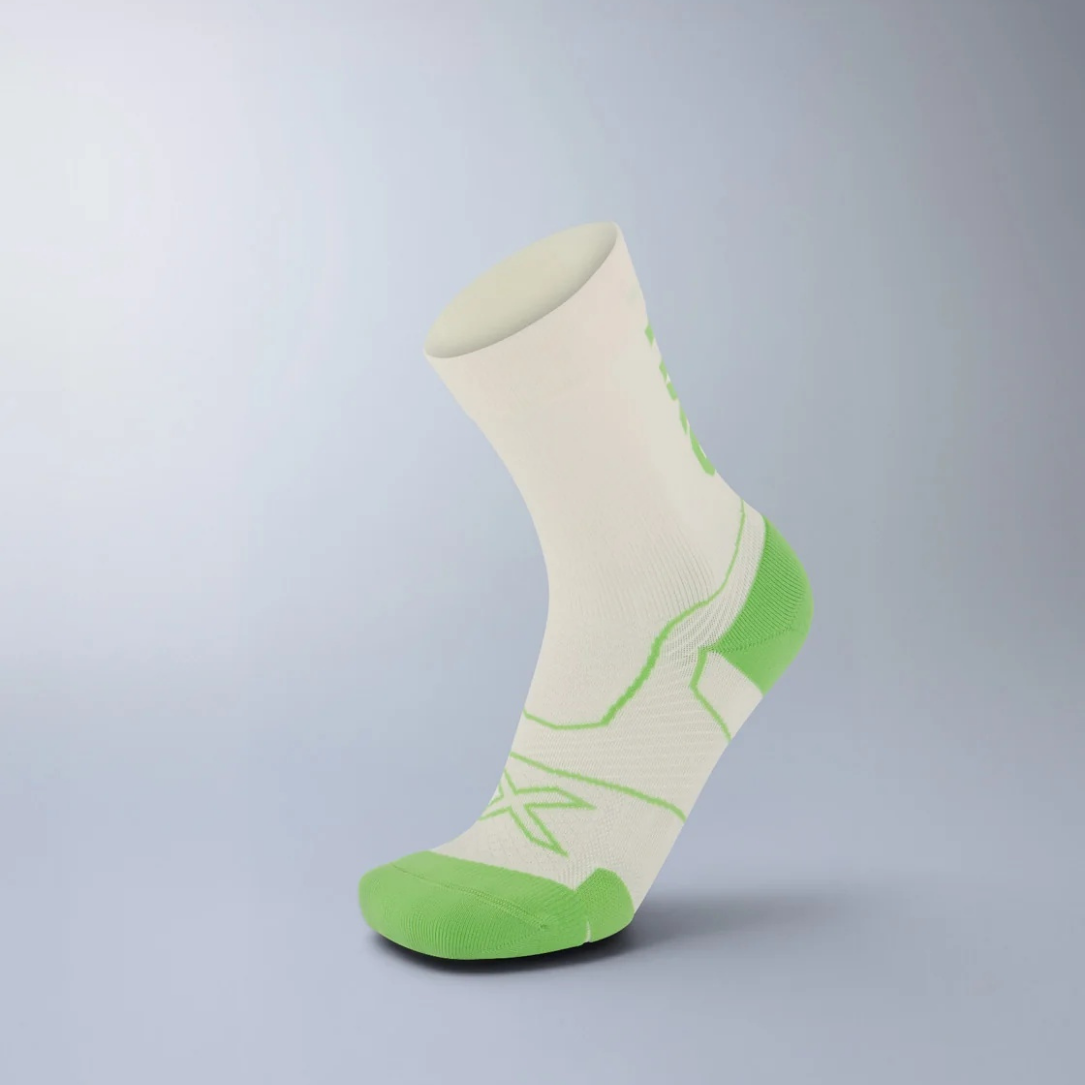 2XU Vectr Cushion Crew Socks - Chalk/Lime Zest