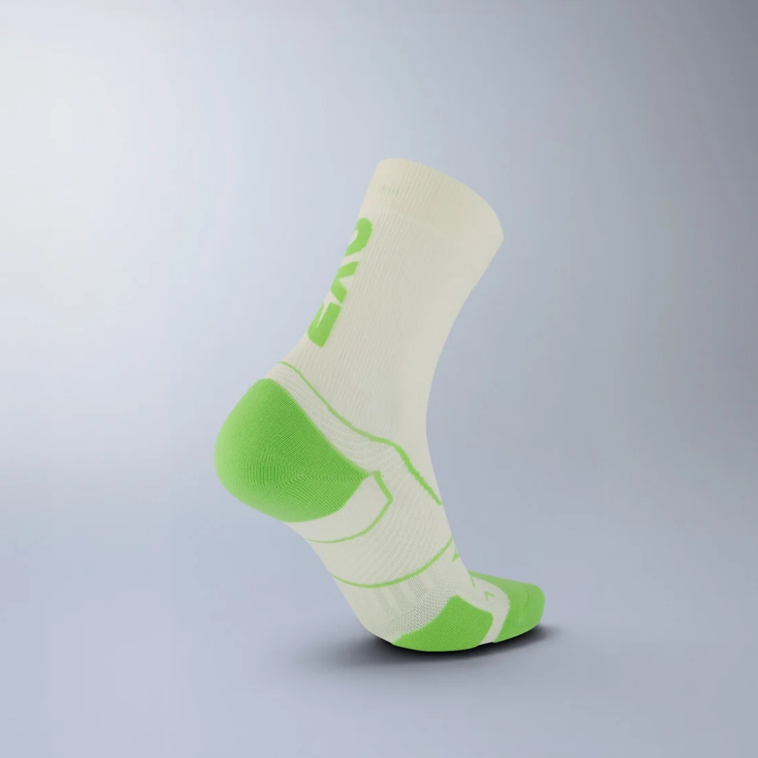 2XU Vectr Cushion Crew Socks - Chalk/Lime Zest