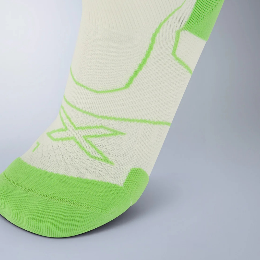 2XU Vectr Cushion Crew Socks - Chalk/Lime Zest