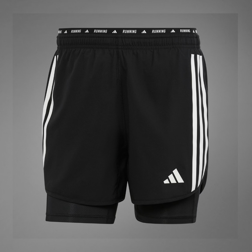 Adidas OTR 3 Stripes 2-in-1 Men's Running Shorts - Black