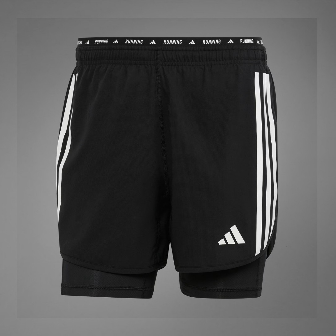 Adidas OTR 3 Stripes 2-in-1 Men's Running Shorts - Black