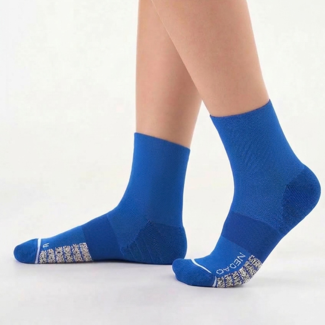 Nedao Arch Support Anti-Slip Cushioned Mid-Crew Running Socks - Nedao Blue