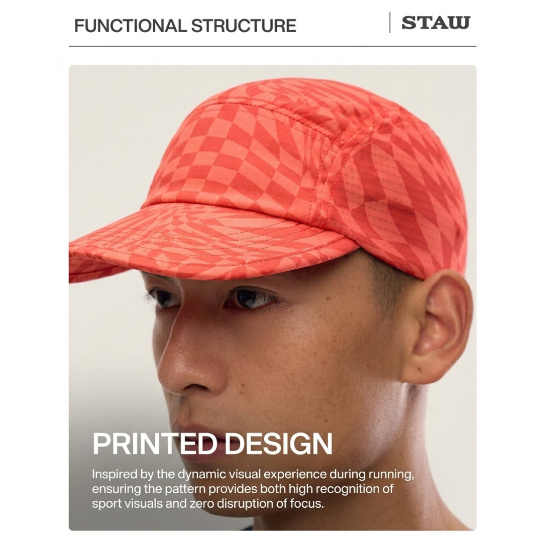 STAW Printed Short Brim Breathable Unisex Running Cap