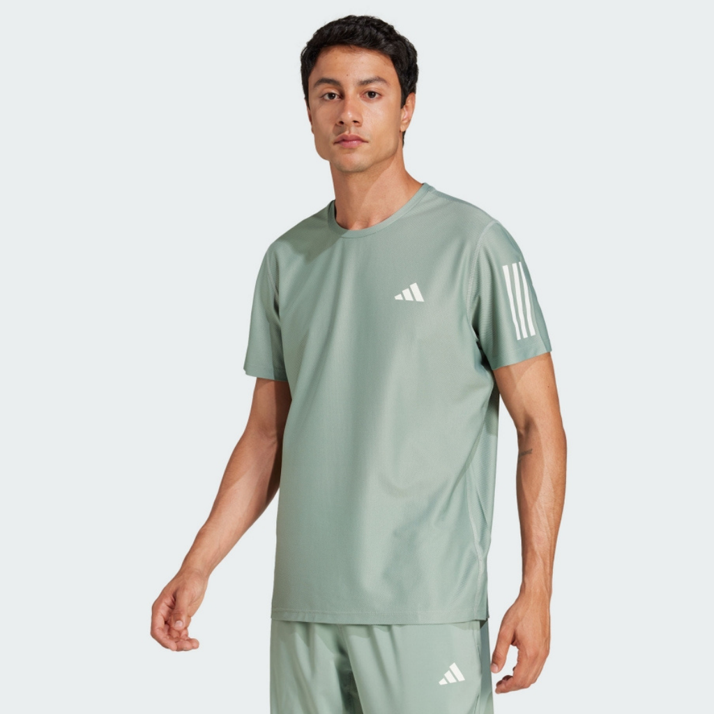 Adidas Own The Run Tee Men's Short Sleeve - Silver Green
