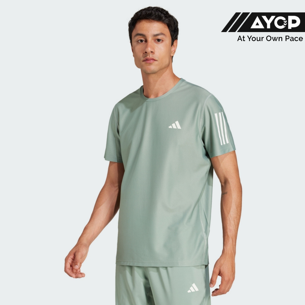 Adidas Own The Run Tee Men's Short Sleeve - Silver Green