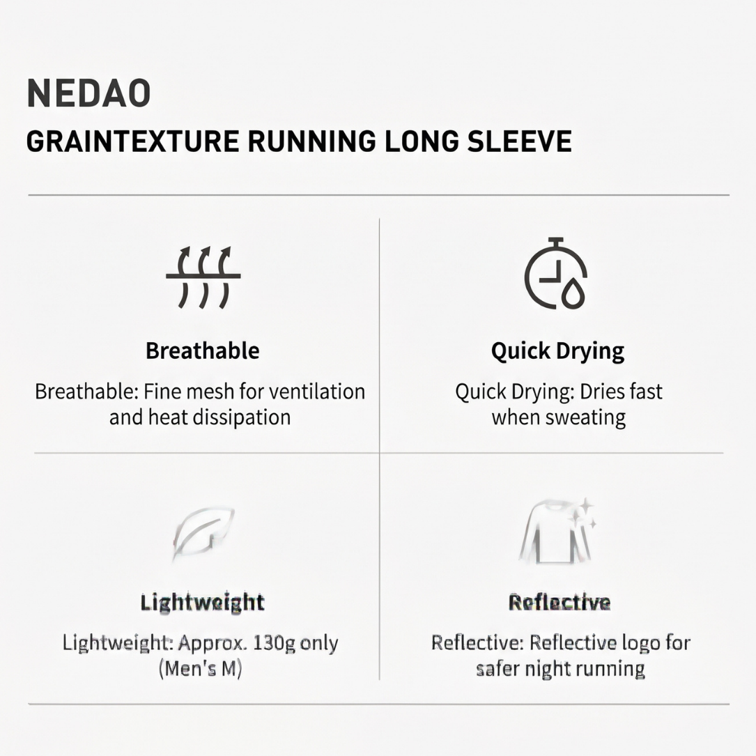 Nedao GrainTexture Running Long Sleeve - White