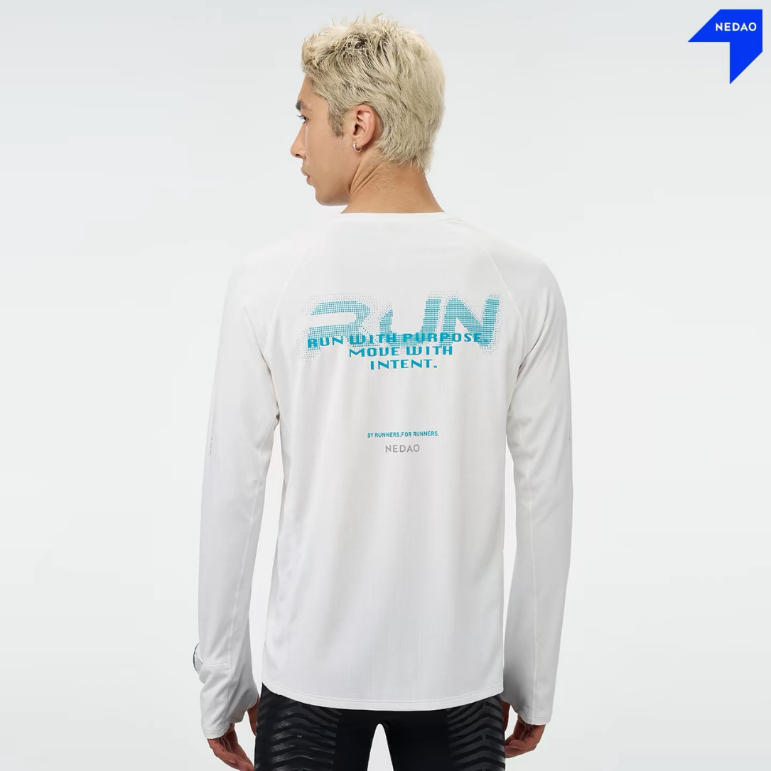 Nedao GrainTexture Running Long Sleeve - White