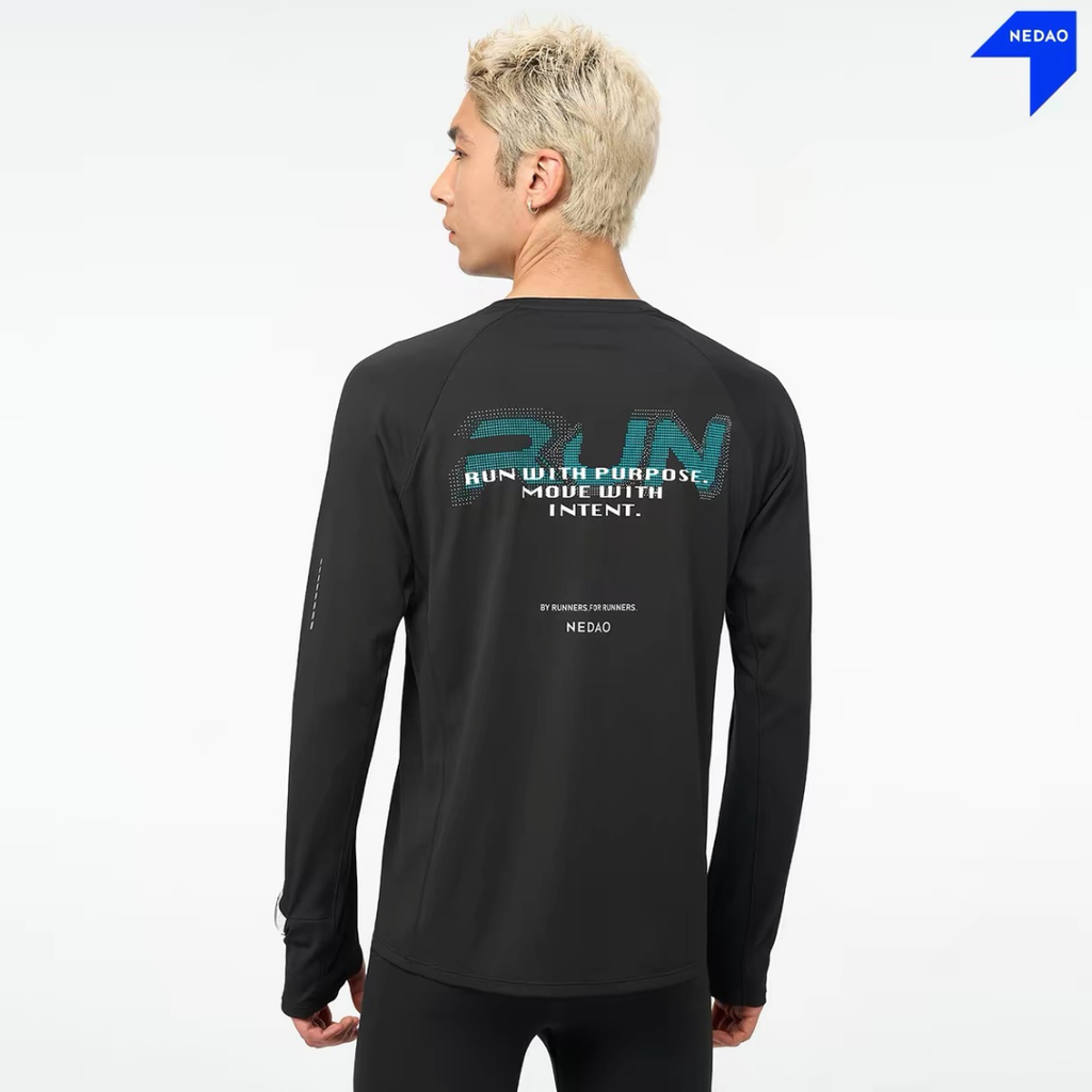 Nedao GrainTexture Running Long Sleeve - Black