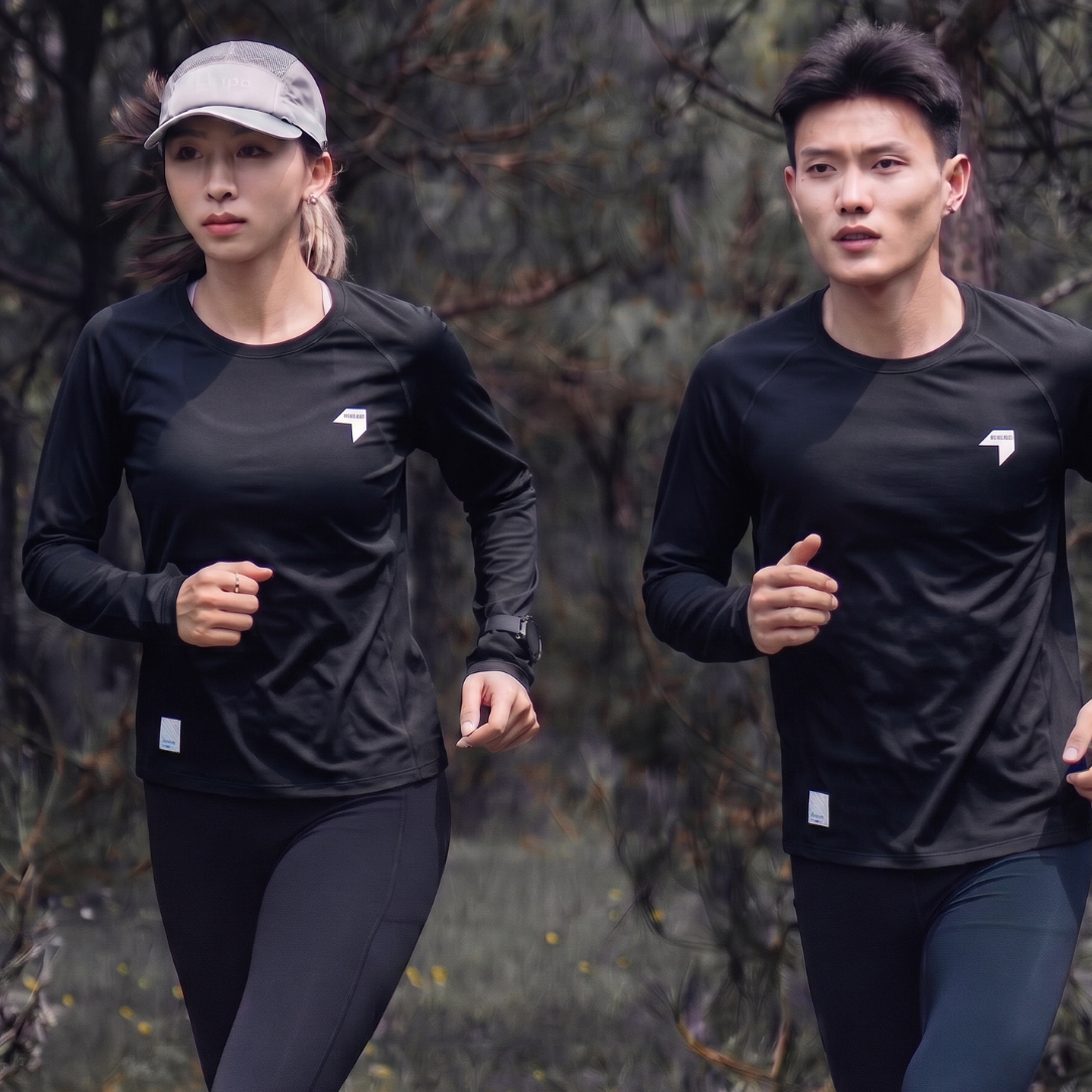 Nedao GrainTexture Running Long Sleeve - Black